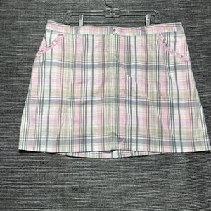Izod Skorts Women's Size 16 Pink Plaid Golf Classix Cool FX